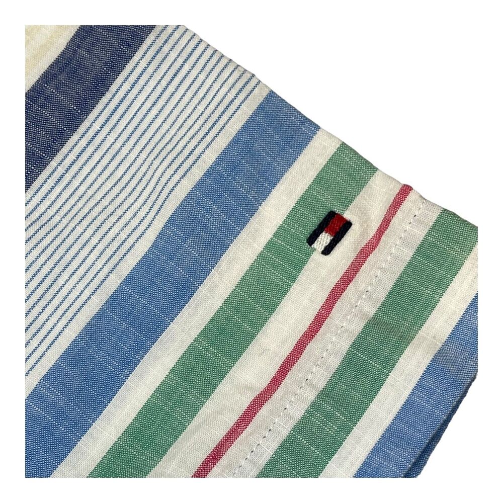 Tommy Hilfiger Shirt Men's Large Multicolor Striped Cotton Custom Fit Button-Up - Picture 7 of 8